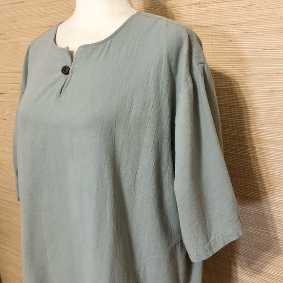 Mint Green 100% Cotton Short Sleeve Square Fit Tunic Top Size XL - Picture 2 of 7